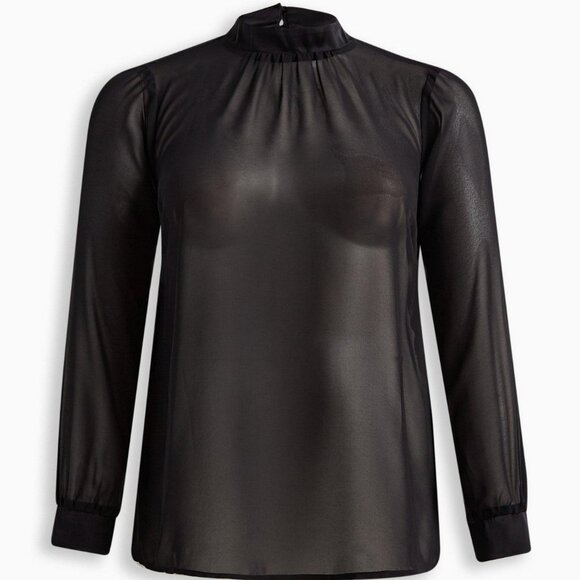 torrid Tops - Torrid Chiffon With Satin Trim Turtleneck Top